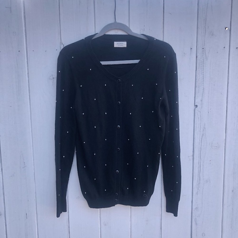 Anthropologie Numph Button Front Polka Dot Sweater
